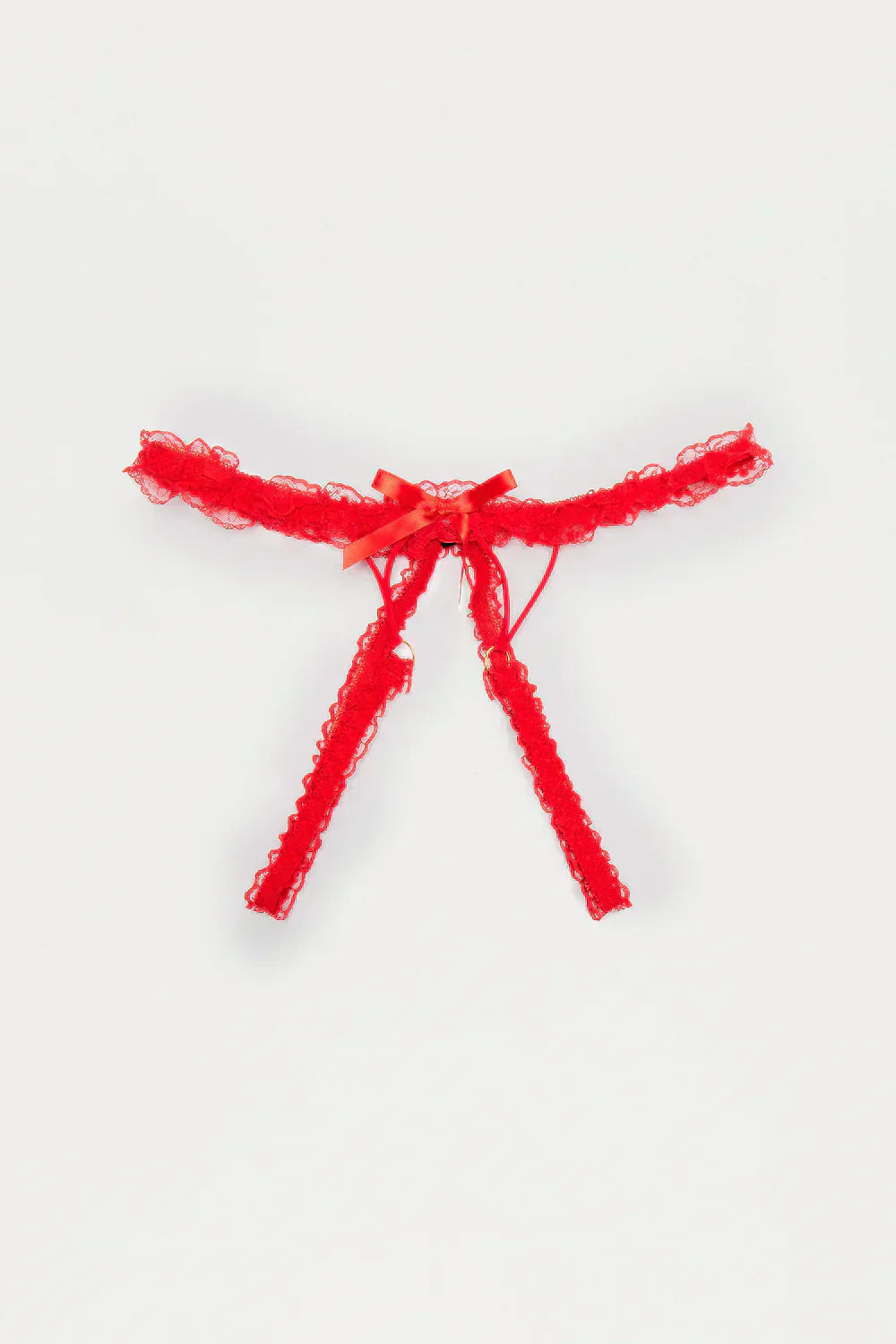 Foxy Desire Lace Crotchless G-String – Red