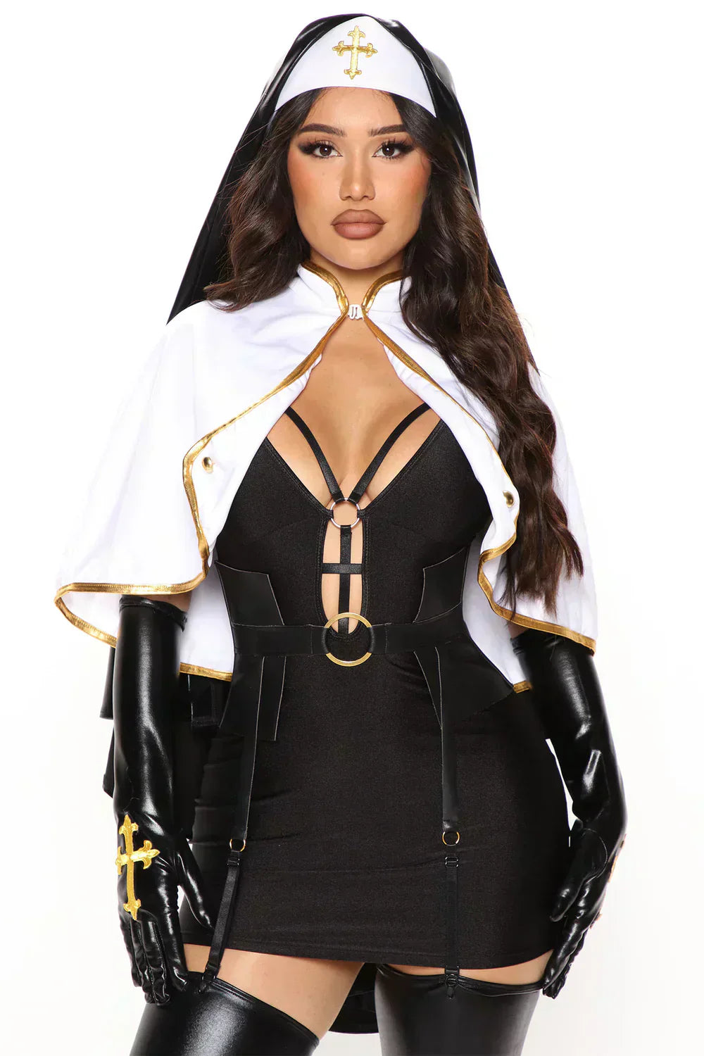 Sinfully Sacred Nun 5-Piece Costume Set – Black/Combo