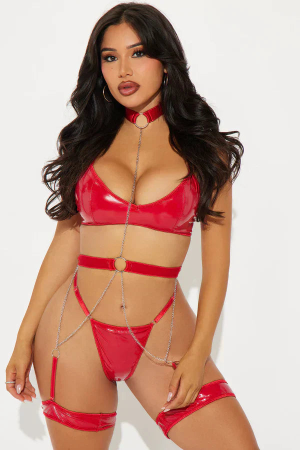 Fierce Desire Vinyl Lingerie Set