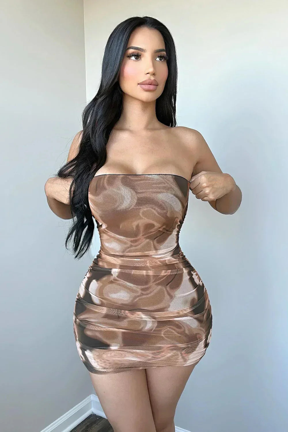 Kacy Allure Sheer Mesh Mini Dress