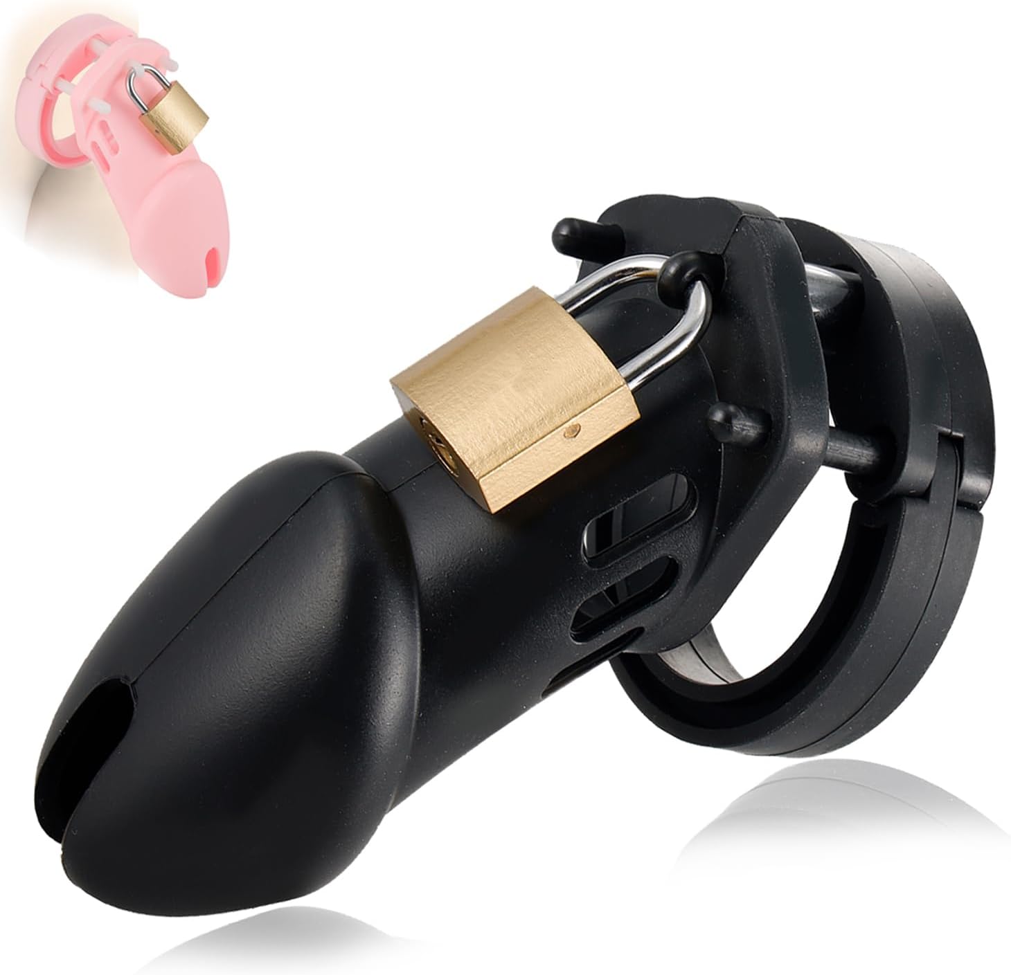 Adjustable Silicone Chastity Cage for Men with 4 Locks & 2 Keys