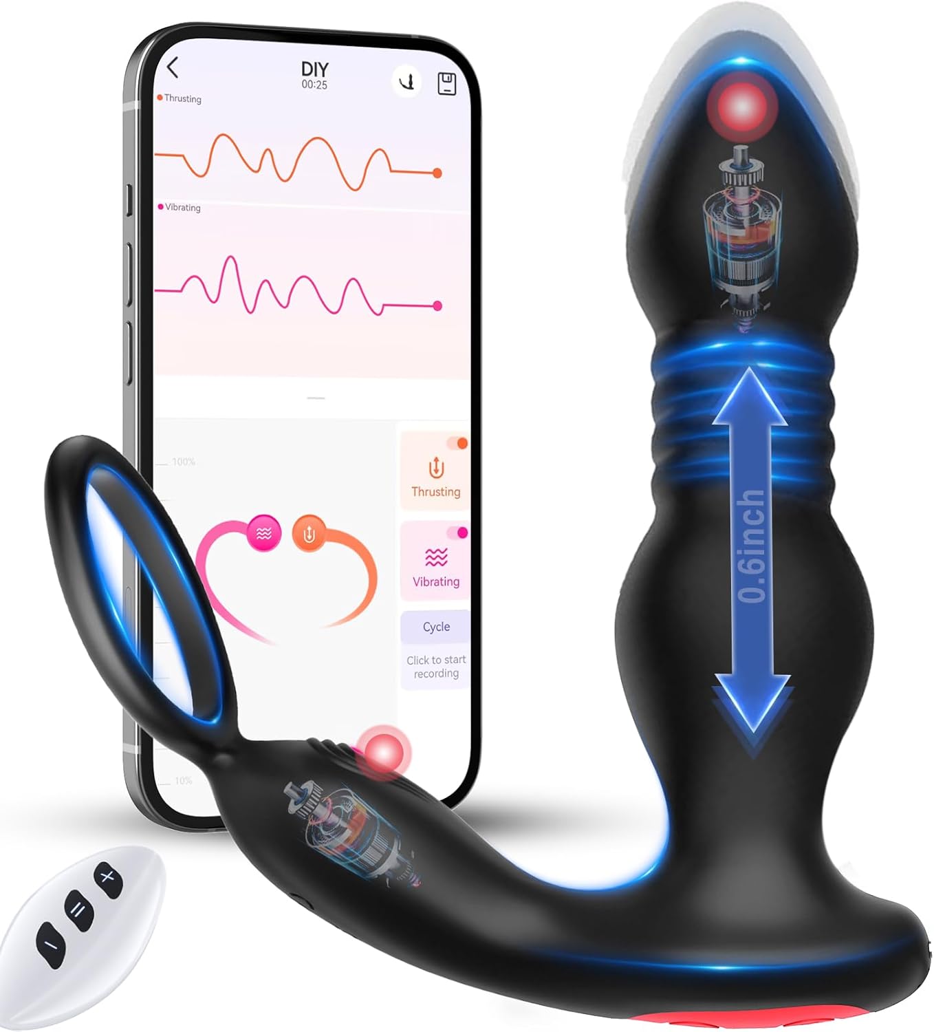Prostate Massager – Thrusting & Vibrating P-Spot Pleasure with Cock Ring
