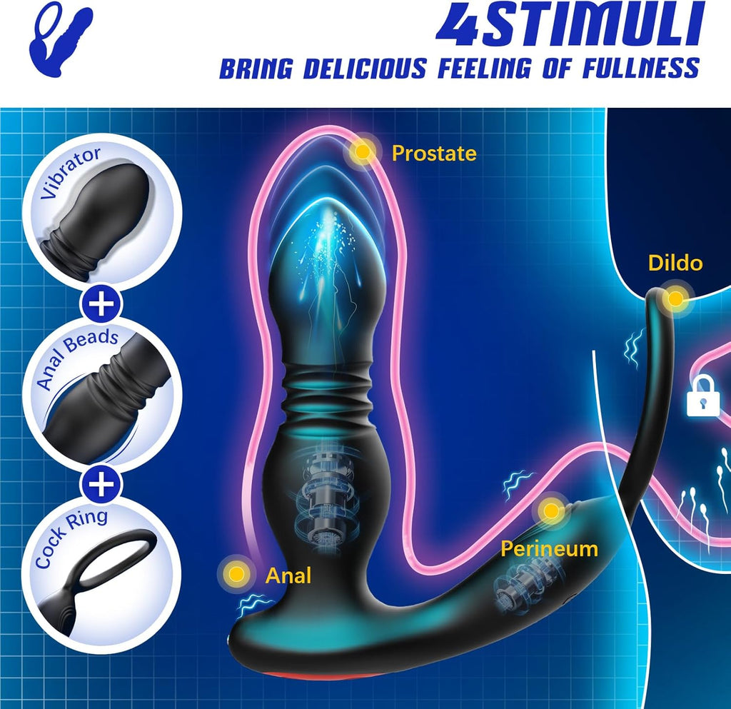 Prostate Massager – Thrusting & Vibrating P-Spot Pleasure with Cock Ring