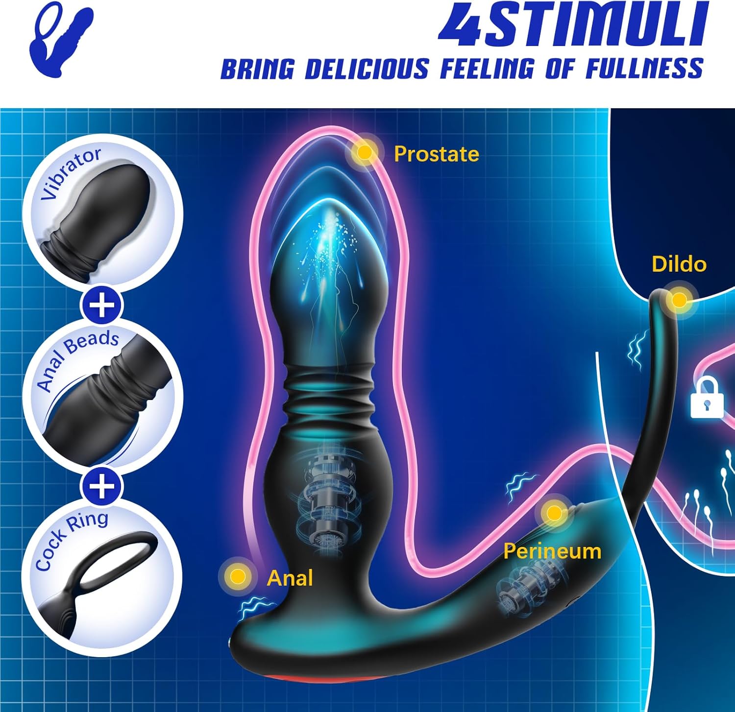 Prostate Massager – Thrusting & Vibrating P-Spot Pleasure with Cock Ring