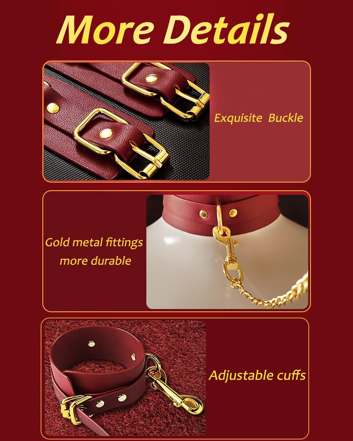 Premium 6-Piece Leather Bondage Set – BDSM Restraints Kit for Couples