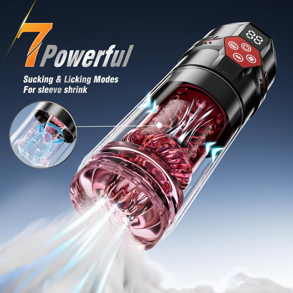 Ultimate 12S Vacuum Penis Pump – Thrusting, Rotating & Licking Male Masturbator