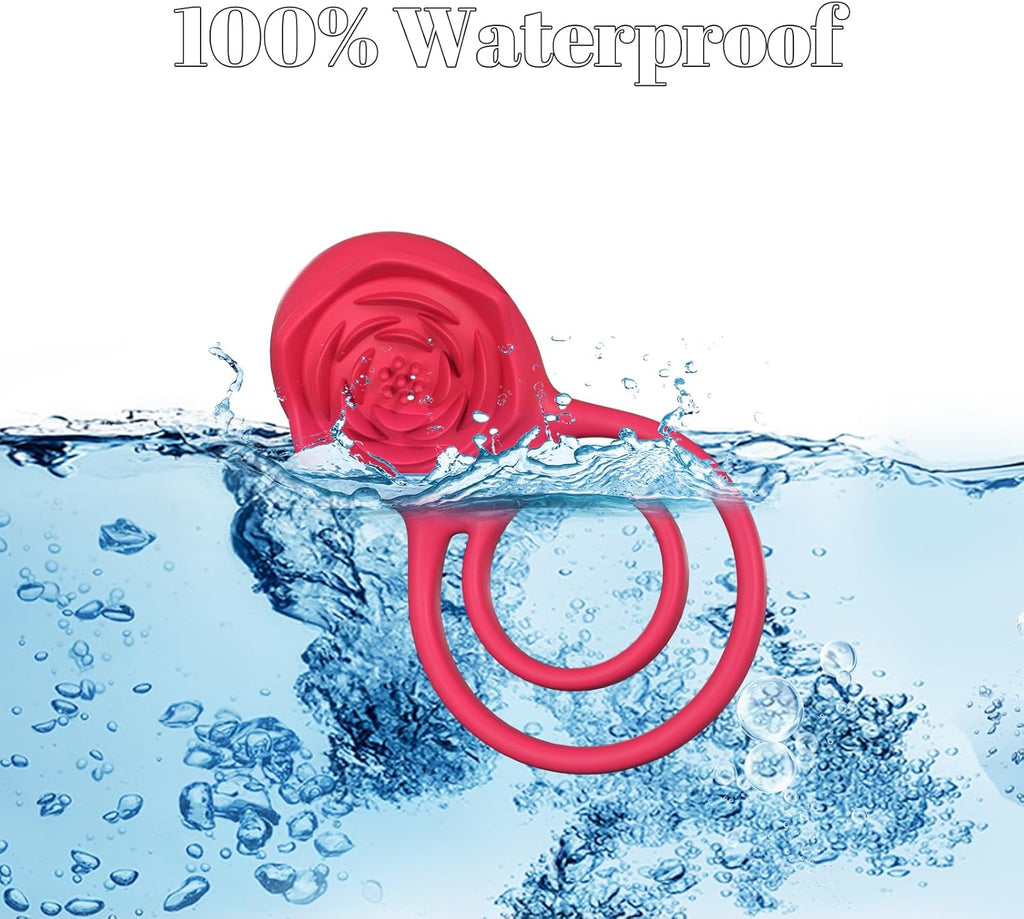 Vibrating Cock Ring with Rose Clitoral Stimulator