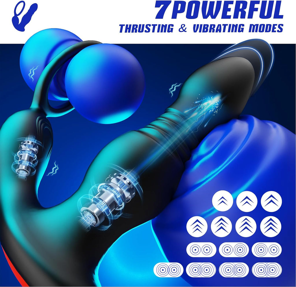 Prostate Massager – Thrusting & Vibrating P-Spot Pleasure with Cock Ring