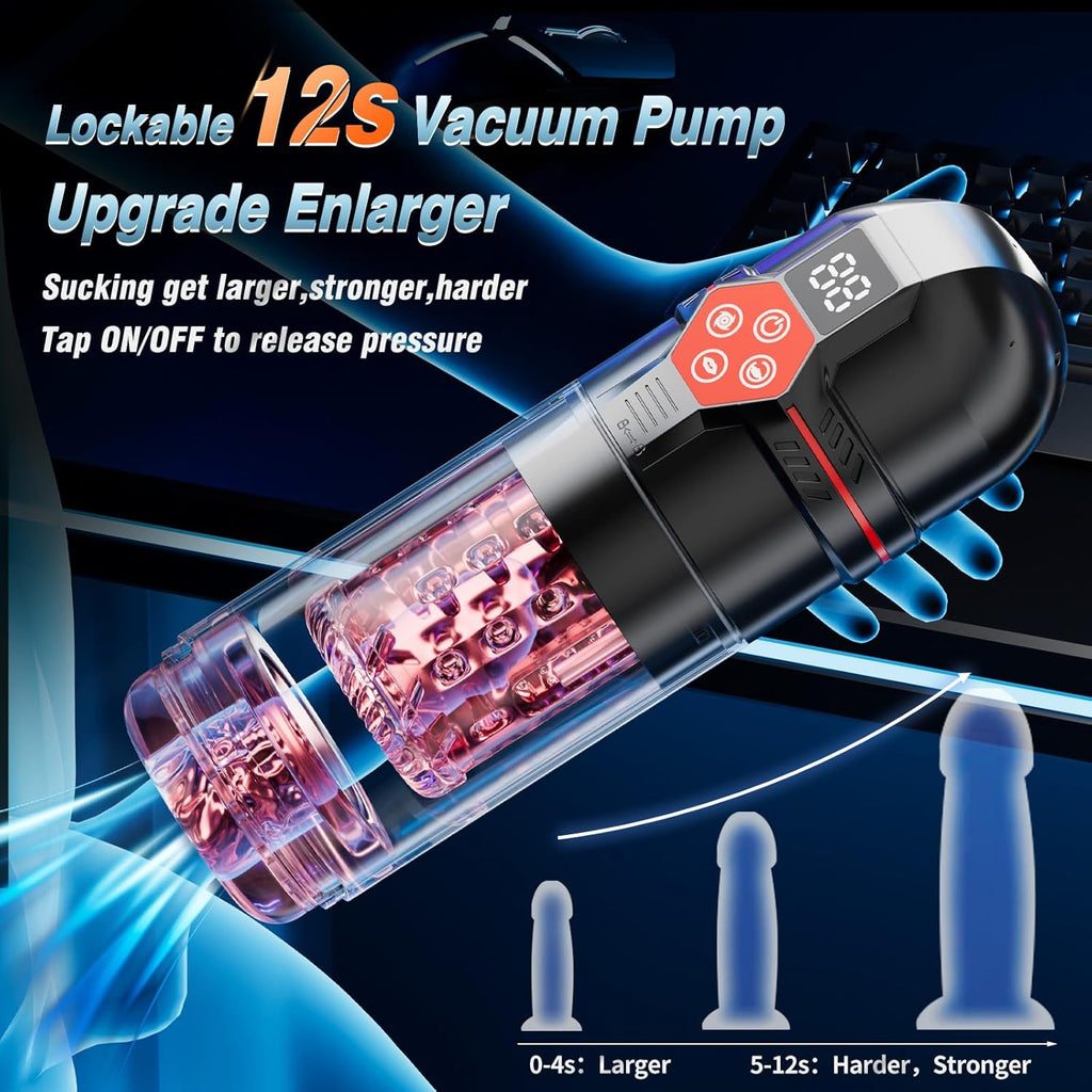 Ultimate 12S Vacuum Penis Pump – Thrusting, Rotating & Licking Male Masturbator