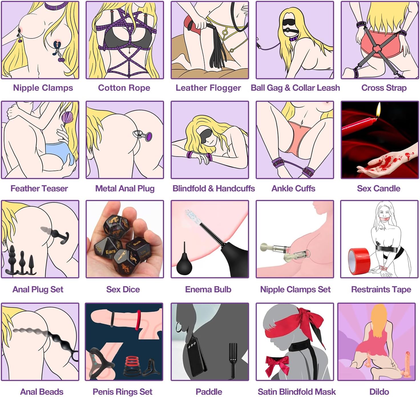 BDSM Bondage Kit 36-Piece – Ultimate Restraint Set for Couples