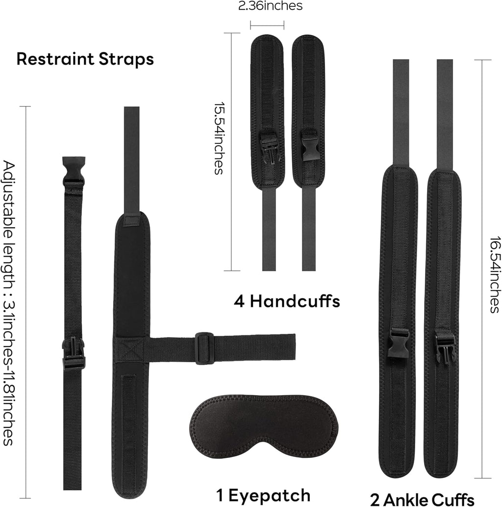 Restraint Set – Adjustable Neck, Wrist & Thigh Cuffs with Blindfold