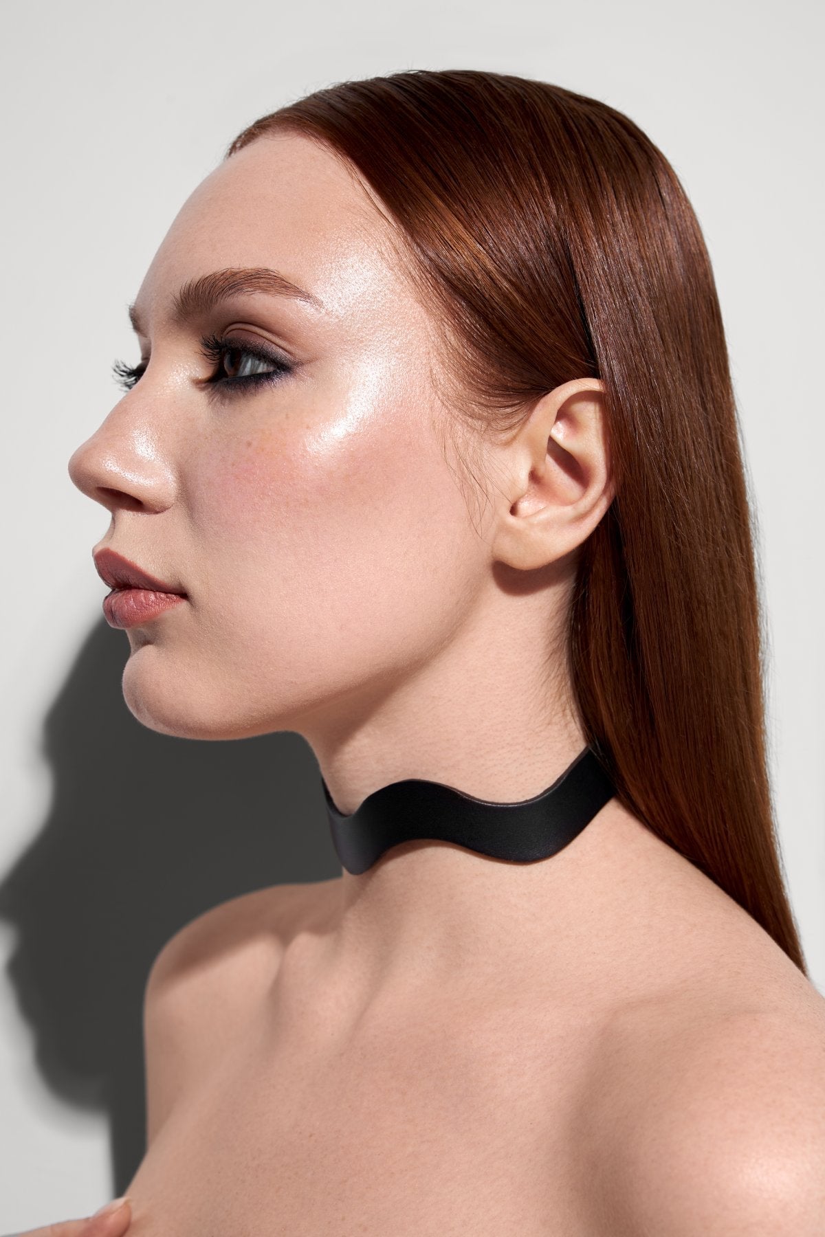 Stripe Lacquer Leather Collar